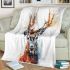 Beautiful deer watercolor splashes blanket