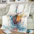 Beautiful deer watercolor splashes blanket