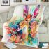 Beautiful deer with colorful flowers and leaves blanket