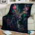 Beautiful deer with colorful flowers on its antlers blanket