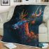 Beautiful deer with flowers on antlers blanket