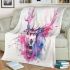 Beautiful male deer with antlers depicted blanket