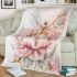 Beautiful watercolor dragonfly sitting on top flower blanket