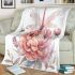 Beautiful watercolor dragonfly sitting on top flower blanket