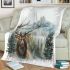 Beautiful watercolor painting of an elk in the forest blanket