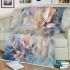 Beautiful watercolor painting of butterflies and flowers blanket