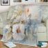 Beautiful watercolor painting of butterflies and flowers blanket