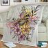 Bee on honeycomb with flowers around blanket