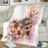 Bee on honeycomb with flowers around blanket