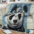 Black and white cute panda with blue eyes blanket