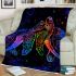 Black light poster of two rainbow sea turtles kissing blanket