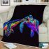 Black light poster of two rainbow sea turtles kissing blanket