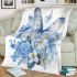 Blue butterfly and blue flowers blanket