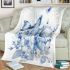 Blue butterfly and blue flowers blanket