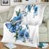 Blue butterfly and blue flowers blanket