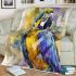 Blue macaw in the style of watercolor and ink blanket