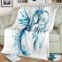 Blue whit dragon anime with dream catcher area rug blanket