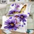 Butterflies and purple flowers blanket