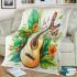 Butterflies fly to the guitar and musical notes blanket