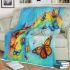 Butterflies fly to the sounds of violin and musical notes blanket