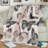 Butterflies pattern pastel pink blush beige grey charcoal blanket