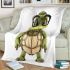 Cartoon turtle with glasses and bow tie blanket