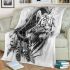 Cartoon white tiger and dream catcher kid pencil drawing area rug blanket