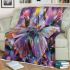 Colored butterfly surrounded by vibrant flowers blanket