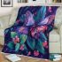 Colorful beautiful butterfly and pink flowers blanket