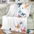 Colorful butterflies on a white background blanket