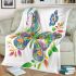 Colorful butterfly with floral designs on its wings blanket
