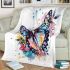 Colorful butterfly with floral elements blanket