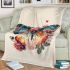 Colorful butterfly with flowers on its wings blanket
