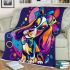 Colorful cute cartoon dog with bow blanket