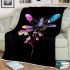 Colorful dragonfly with flowers blanket