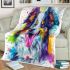Colorful drawing of an adorable border collie blanket