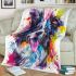 Colorful drawing of an adorable border collie blanket