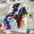 Colorful drawing of an adorable border collie blanket