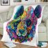 Colorful panda head design with vibrant colors blanket