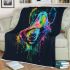 Colorful panda splatter painting with bright blanket