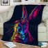 Colorful rabbit with sunglasses and bow tie blanket