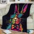 Colorful rabbit with sunglasses and bow tie blanket