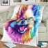 Colorful rainbow pomeranian dog wearing sunglasses blanket