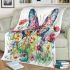 Colorful watercolor beautiful butterfly among flowers blanket