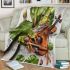 Cool frog with music notes and violin and lotus flower blanket