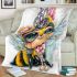 Cute baby bee wearing a crown blanket