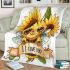 Cute baby bee wearing sunflowers blanket