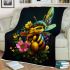 Cute baby bee with flowers blanket