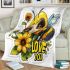 Cute baby bee with sunflowers blanket