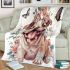 Cute baby english bulldog dog wearing a flower crown and butterfly blanket